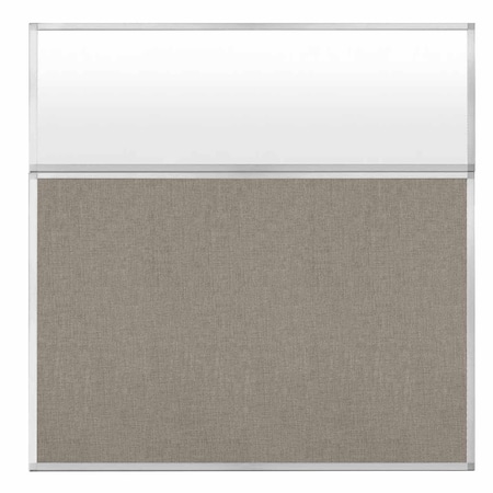 Versare Hush Panel Configurable Cubicle Partition 6' x 6' W/ Window Warm Pebble Fabric Frosted Window 1812512-3